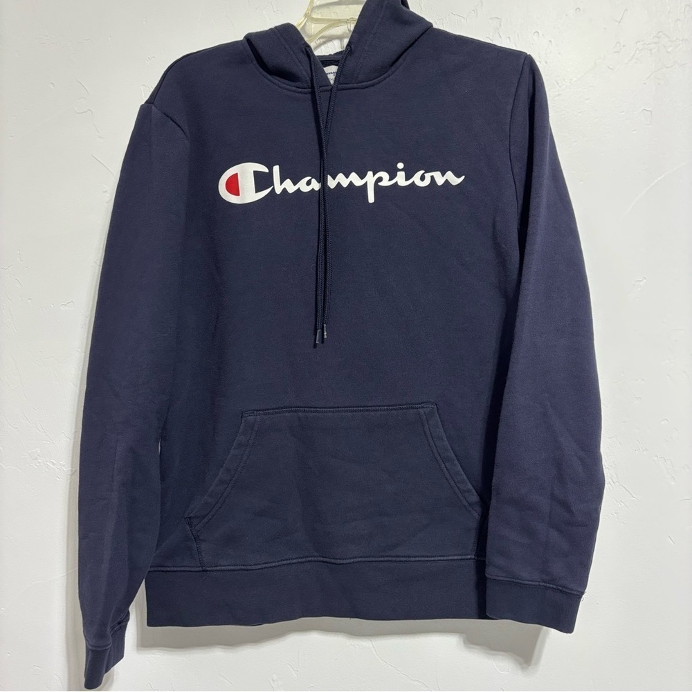 Champion Men's Hoodie Sweatshirt Pullover Medium Navy Blue Casual Athletic